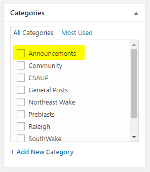 The 'Announcements' Category